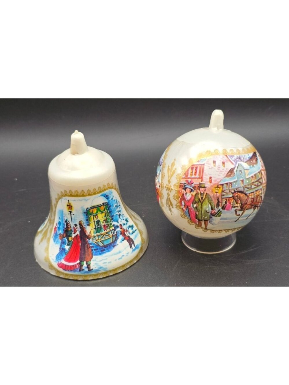 Vintage Bradford Plastic Victorian-Style Winter Caroling Christmas Ornaments